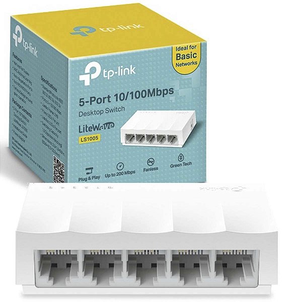 Switch 5 Portas 10/100Mbps TP-Link TL-LS1005 Conexão Estável
