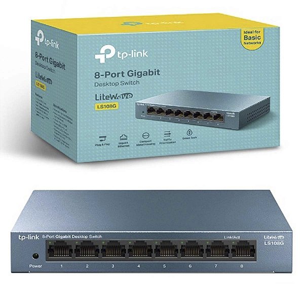 Switch 8 Portas Gigabit TP-Link LS108G 10/100/1000 Mbps