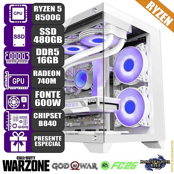 Computador Pc Gamer Mdi Ryzen 5 8500G 16GB DDR5 480GB WIFI