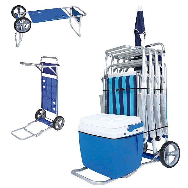 Carrinho De Praia Com Avanco Para Caixa Termica 2499 Mor