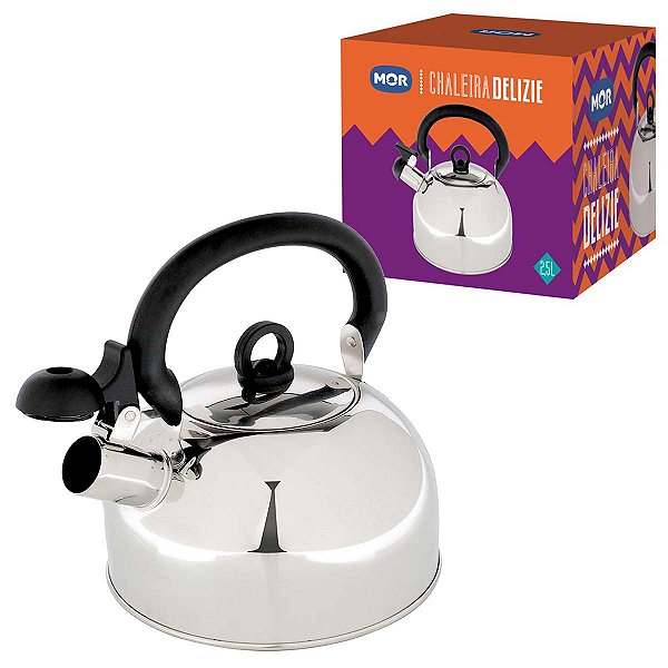 Chaleira Em Aço Inox Cabo Em Resina 2,5 Litros Delizie Mor