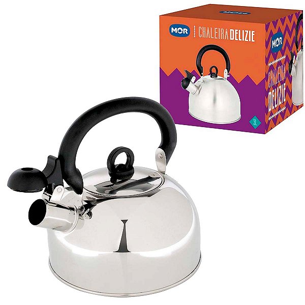Chaleira De Aço Inox 3 Litros Baquelite Delizie 7703 Mor