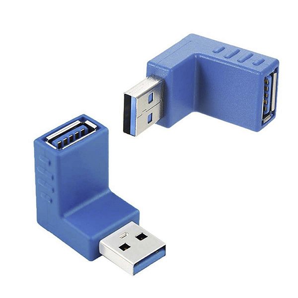 Emenda Adaptador 90 Graus USB A 3.1 Fêmea P/ USB A 3.1 Macho