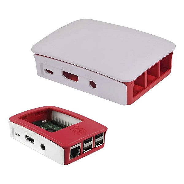 Case Protetora Plástico P/ Raspberry Pi3B Branco e Vermelho