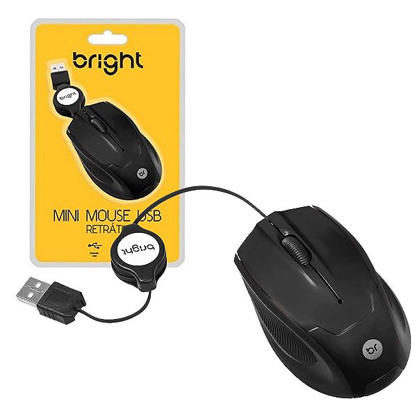 Mini Mouse Retrátil USB Bright 0111 Plug&Play PC e Notebook