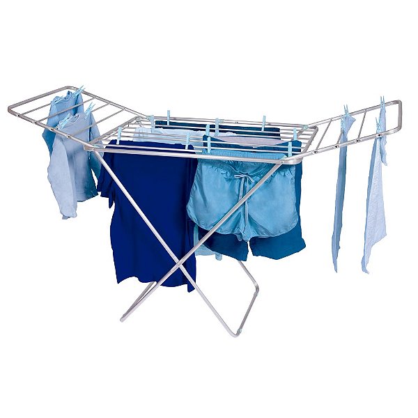 Varal De Chão Grande Reforçado Maxi Com Abas Alumínio 160cm