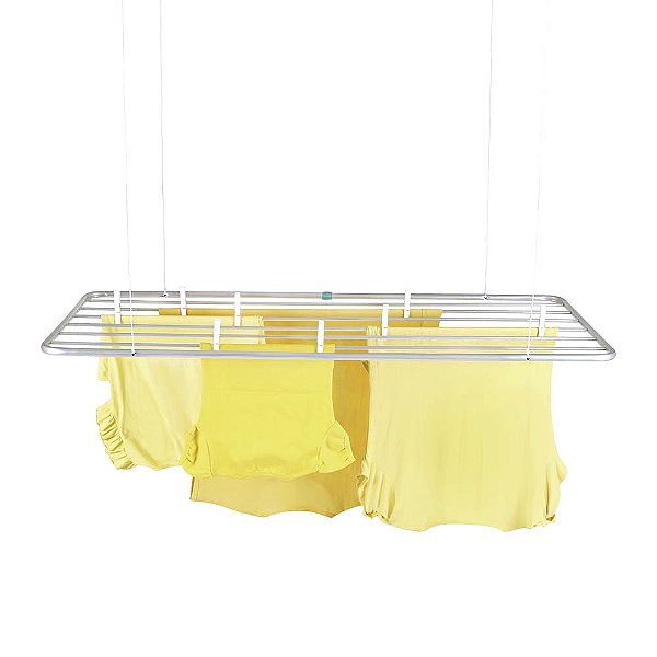 Varal De Teto Alumínio 1,20m Resistente Cor Cinza Mor