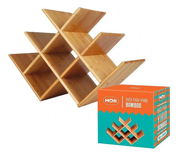 Rack Para Vinho Adega Luxo Suporte Mesa Estante Bamboo Mor
