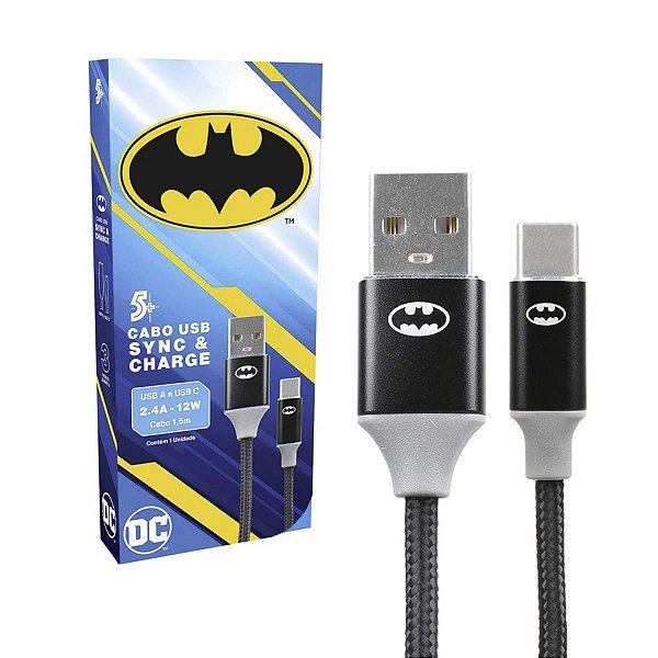 Cabo Turbo USB Para USB-C Batman Reforçado 5+ 018-0904