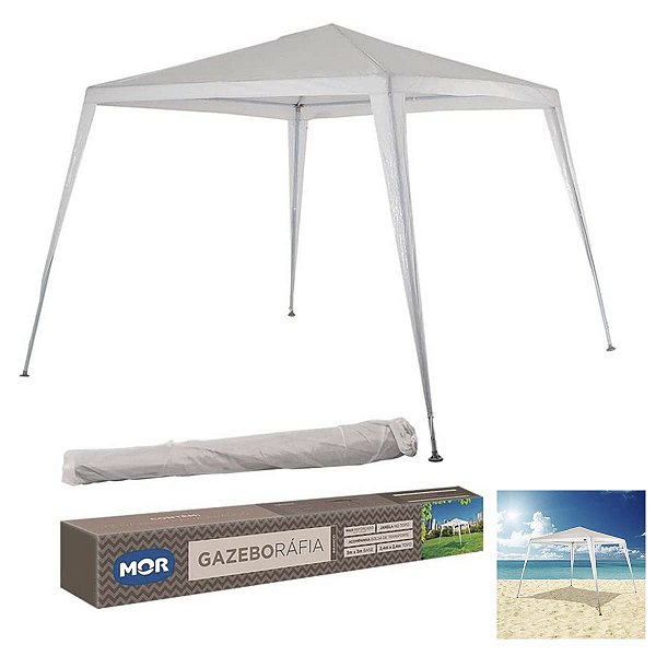 Tenda Gazebo Mor Ráfia Para Praia Aço Carbono 2,4x3m Branco