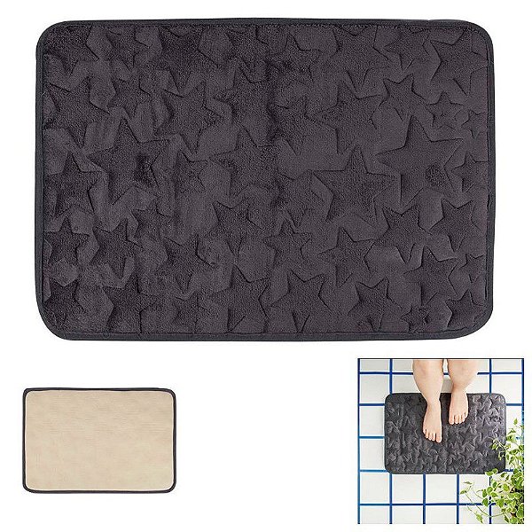 Tapete Memory Foam Banheiro 60x40cm Poliéster Antiderrapante
