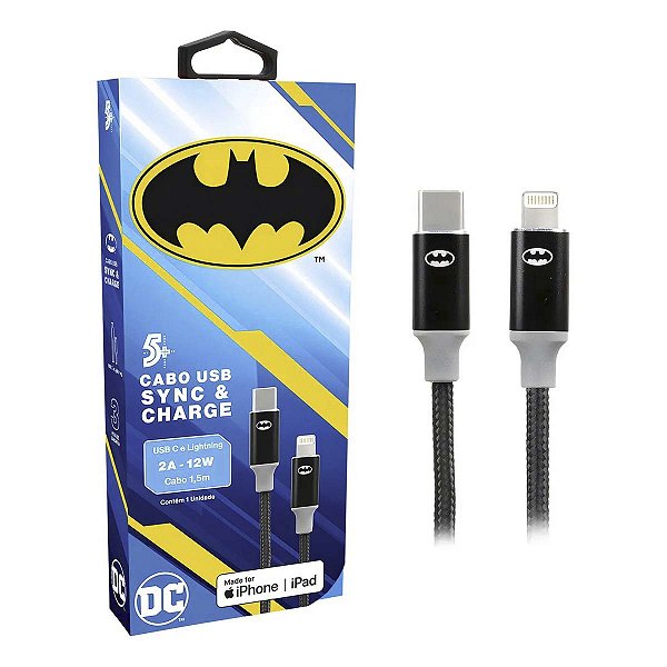 Cabo USB-C Para Lightning MFI Batman Reforçado 5+ 018-0912