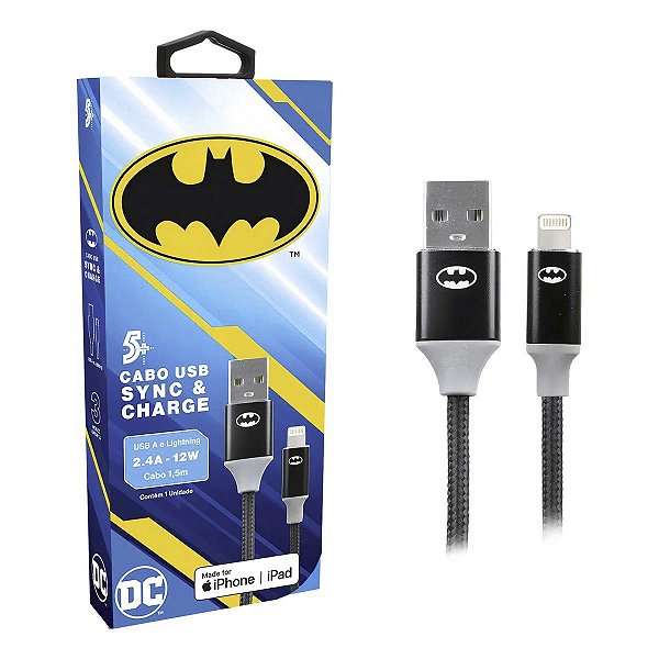 Cabo Turbo USB P/ Lightning MFI Batman Reforçado 5+ 018-0916