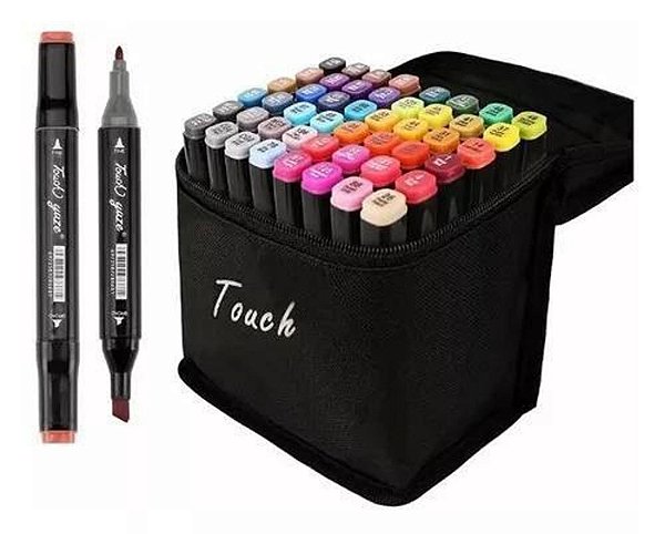 Caneta Marcadora Ponta Dupla Oleosa Artística 60 Cores Bolsa