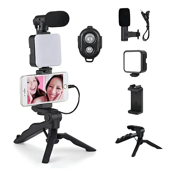 Suporte Para Celular Com Luz De Led Microfone Selfie AY-49