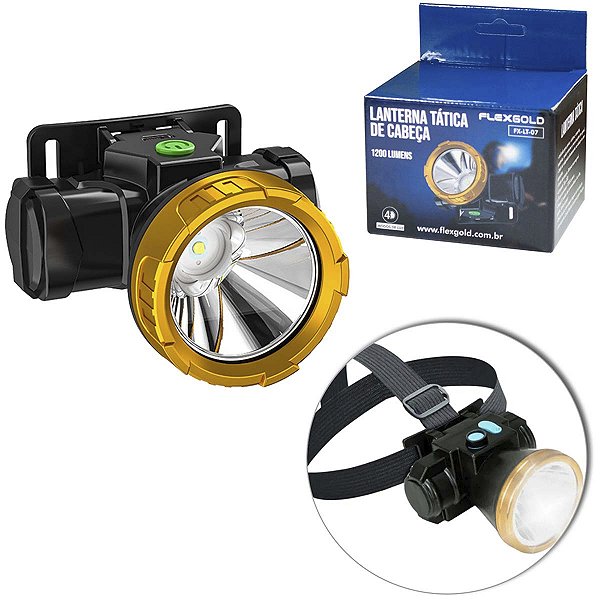 Lanterna De Cabeça Led Forte 4w Recarregavel Usb FlexGold