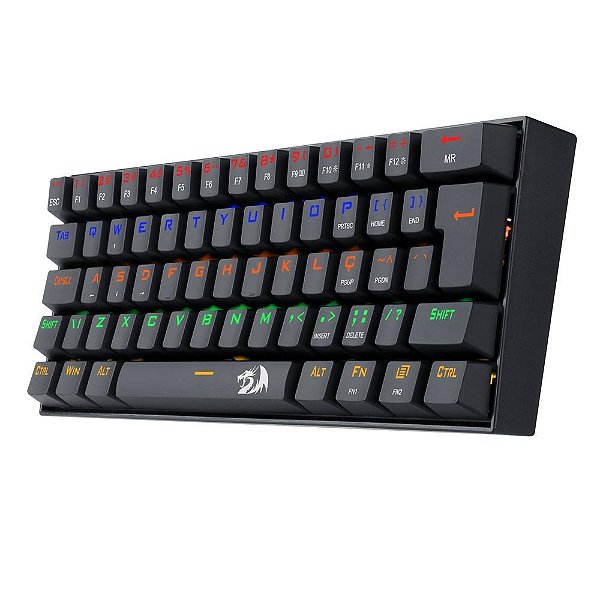 Teclado Mecânico Redragon Lakshmi Rainbow Switch Azul 60% PT