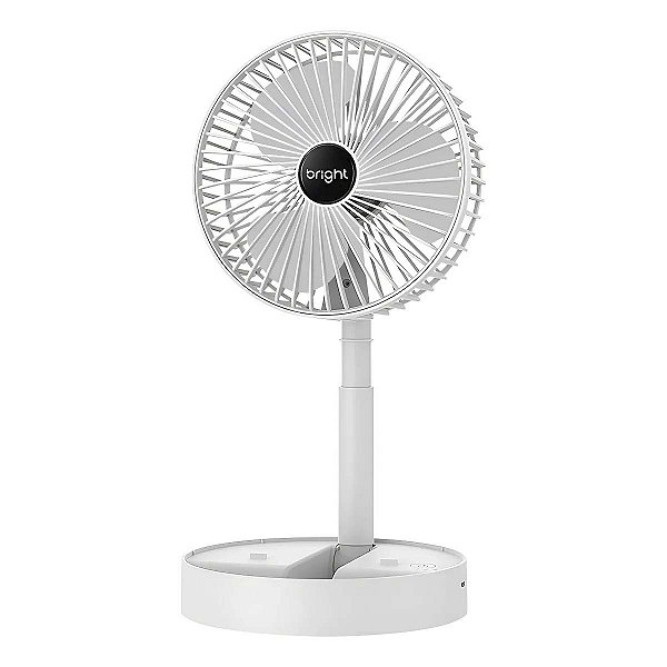 Mini Ventilador De Mesa Bright Usb 9w Recarregável Branco