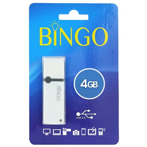 Pen Drive Bingo 4GB Branco USB 2.0 Armazenamento Seguro