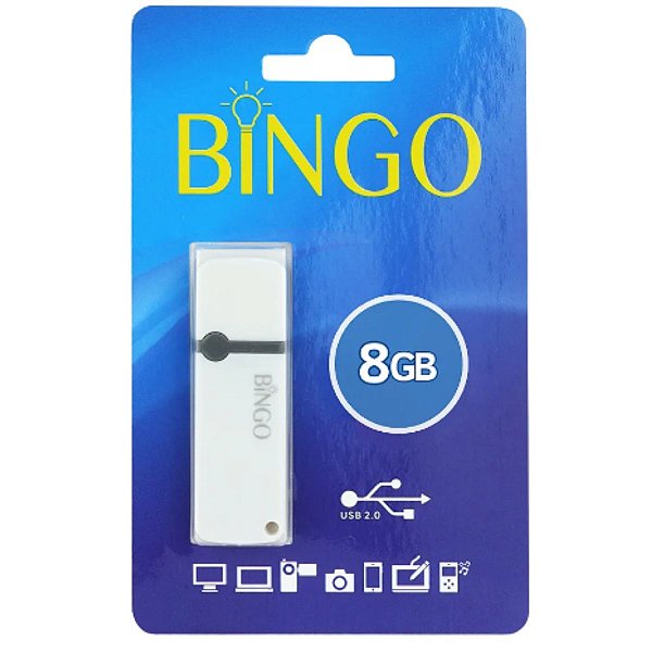 Pen Drive Bingo 8GB Branco USB 2.0 Armazenamento Seguro