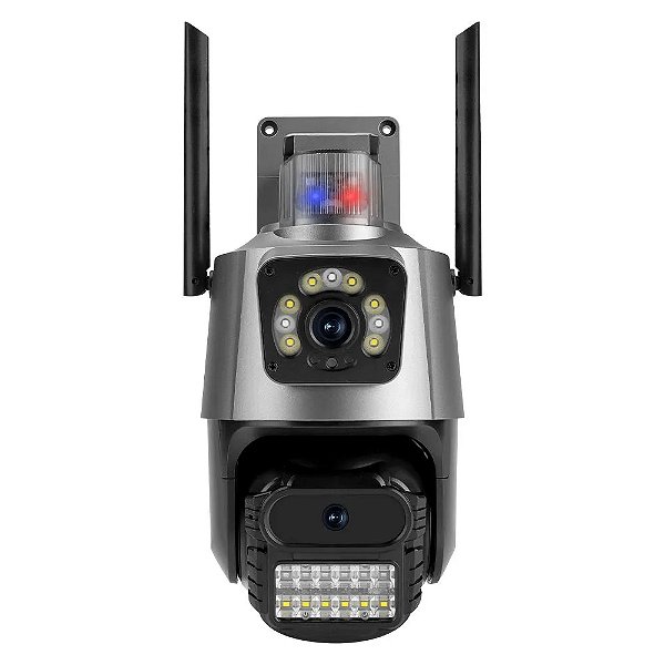 Camera Ip Externa Ptz 360 Wifi C/ Alarme Sirene 4k 2 Lentes
