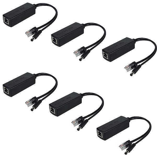Kit 6 Adaptador Poe Ativo Power Over Ethernet 48v Saída 12v