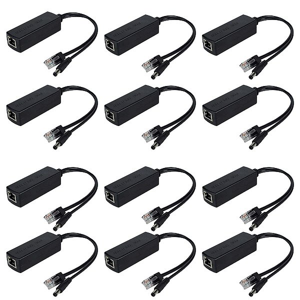 Kit 12 Adaptador Poe Ativo Power Over Ethernet 48v Saída 12v