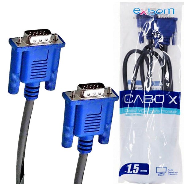 Cabo Vga Para Vga Macho 1,5 Metros 15 Pinos Cabo Vga Exbom