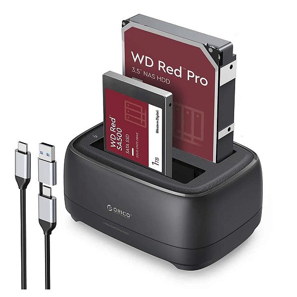Dock Station Usb C Usb 3.0 Hd 2,5" 3.5" Até 40Tb Orico Clone