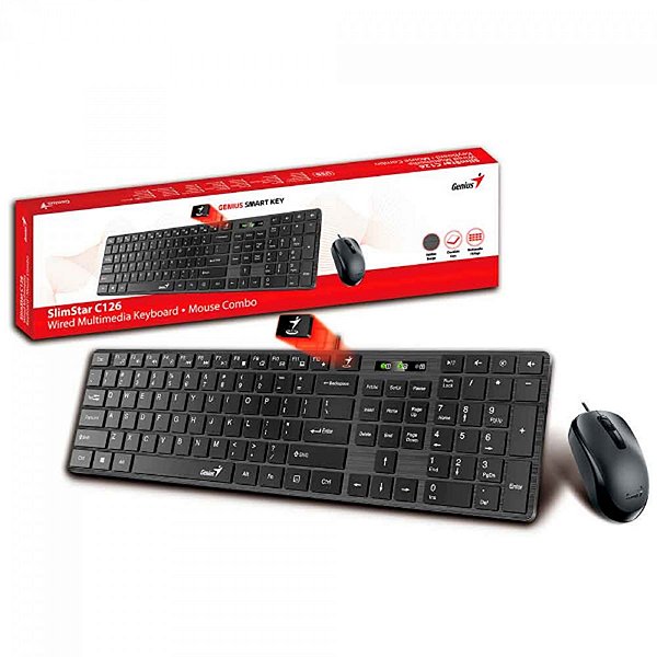 Kit Mouse E Teclado Multimidia Genius Ssc126 Slim Usb
