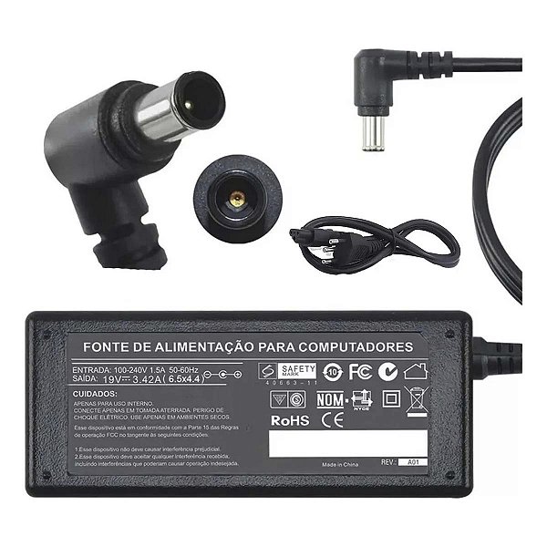 Fonte Para Monitor e Tv Lg Notebook LG 19v 3,42a 6,5*4,4mm