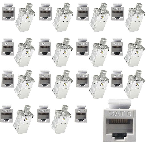 Kit 50 Keystone Seclan Rj45 Femea IDC Cat6 Fluke Rohs Branco