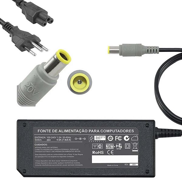 Carregador Compativel Notebook Lenovo 20v 3.25a 65w 7.9x5.5