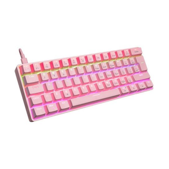 Teclado Gamer Mecanico Ziggy Led Rainbow Oex Game Tc607 Rosa