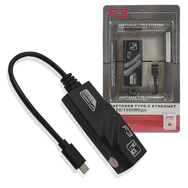 Cabo Adaptador Usb C Para Rj45 Lan Gigabit 10/100/1000