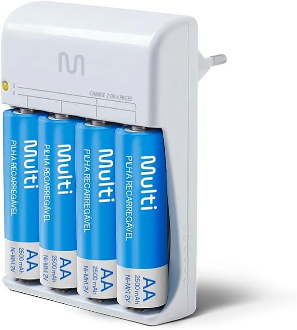 Carregador De Pilhas Multilaser Com 4 Pilhas AA Cb054