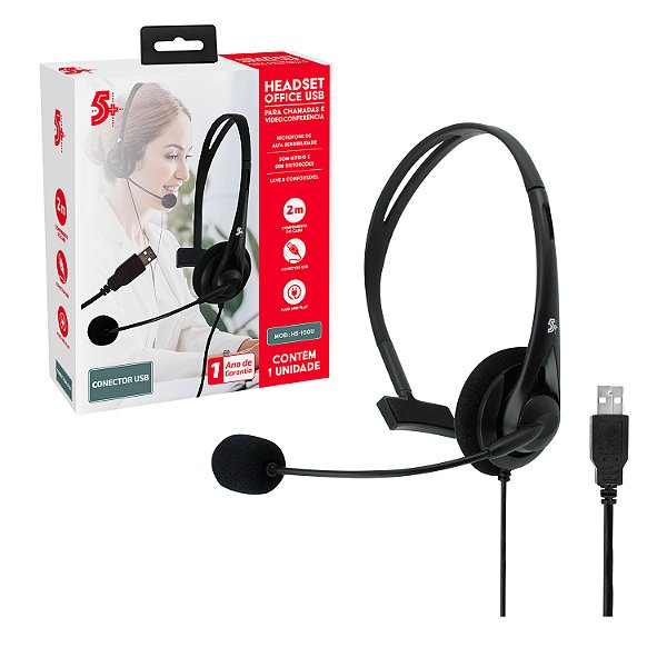 Headset Office Para Pc Notebook Usb Tiara Telemarketing 5+