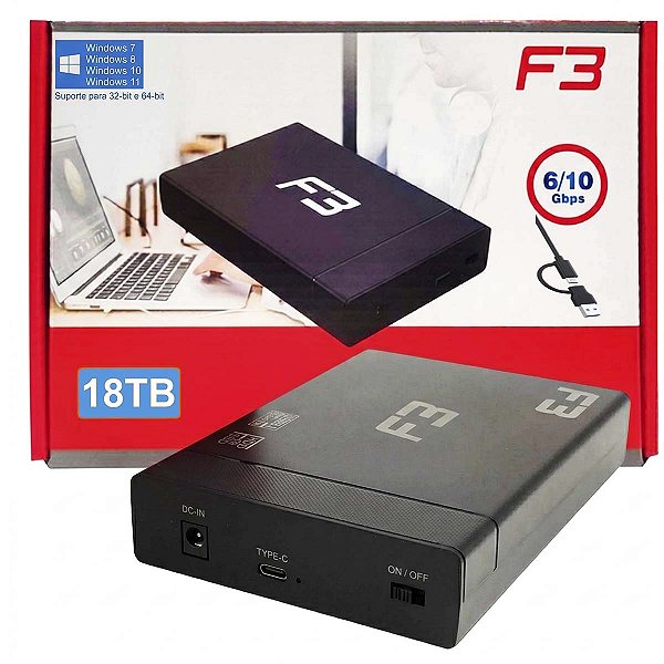 Case Externo Usb 3.0 Usb C Para Hd Sata 3,5" 2,5" Ssd Fonte