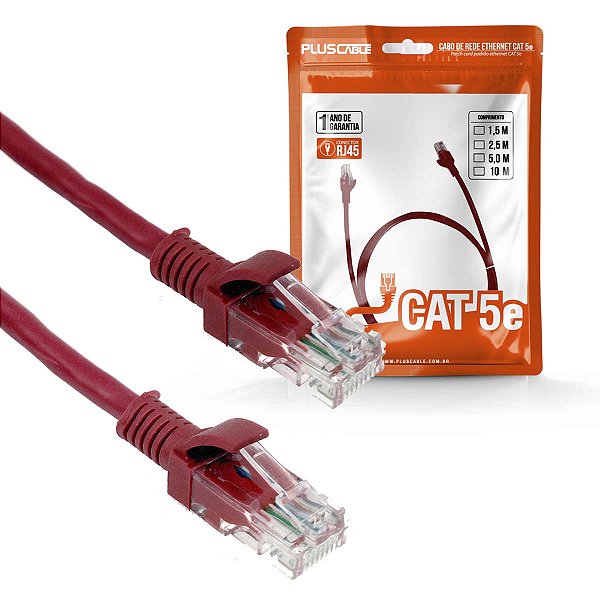 Cabo De Rede Patch Cord Cat.5E 1,5M Vermelho PlusCable