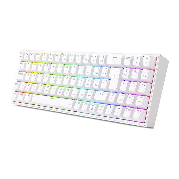 Teclado Mecanico Redragon Pollux 78% Rgb Branco Switch Azul