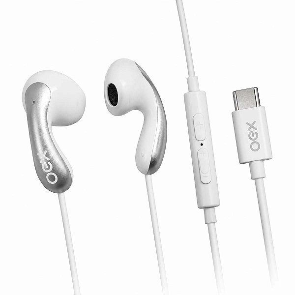 Fone de Ouvido OEX com Microfone Type-C C/Cabo Branco FN217