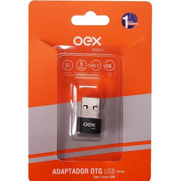 Adaptador Otg Conexão Usb-c Para Usb Preto Oex Ad204