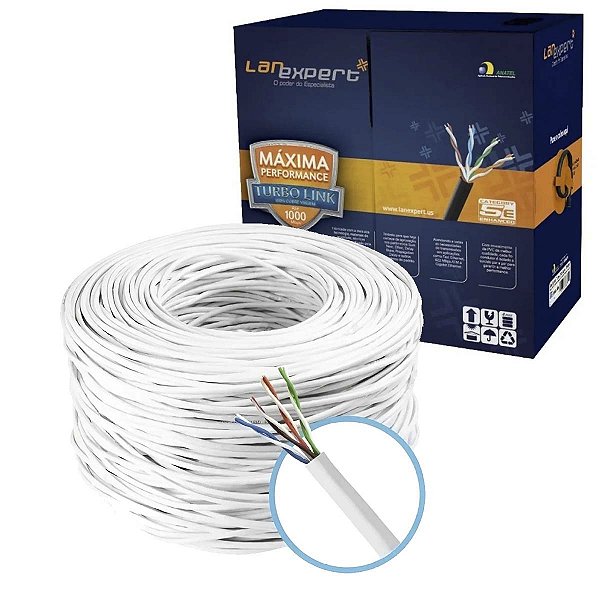 Caixa Cabo De Rede Branco Lan Expert Cobre Cat5e Anatel 150m