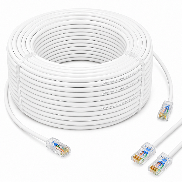 Cabo De Rede Cat5e Gigabit Montado 50 Metros Anatel Branco