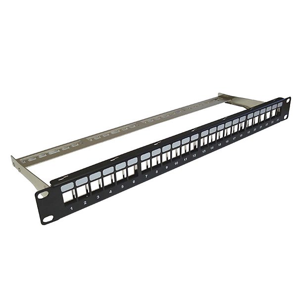 Patch Panel Cat.6 19" 1u 24 Portas Descarregado Blindado