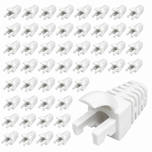 Kit 50 Capas Para Plug Conector Rj45 Trava Interna Branca