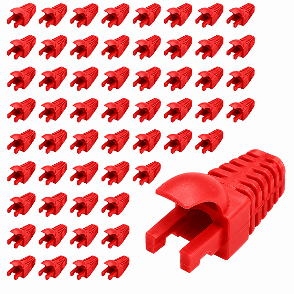 Kit 50 Capas Para Plug Conector Rj45 Trava Interna Vermelha