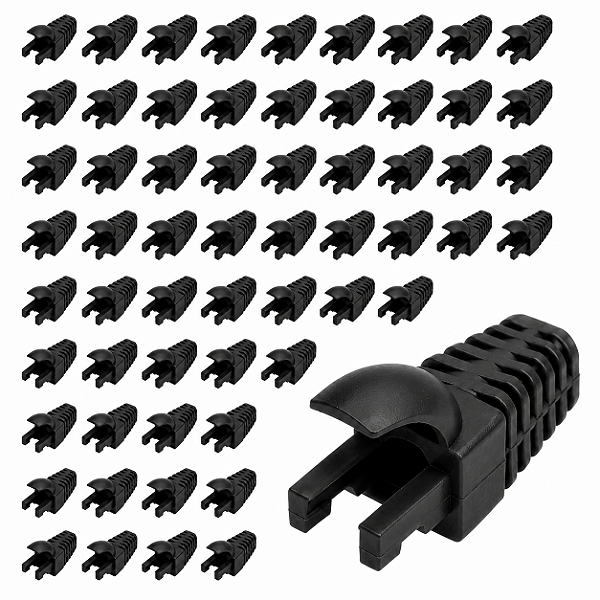 Kit 50 Capas Para Plug Conector Rj45 Trava Interna Preta