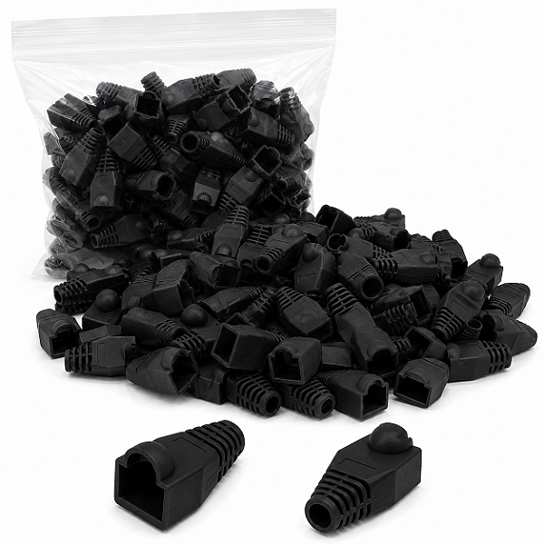 Kit 50 Capa RJ45 Plástica Preta Proteção Conectores De Rede