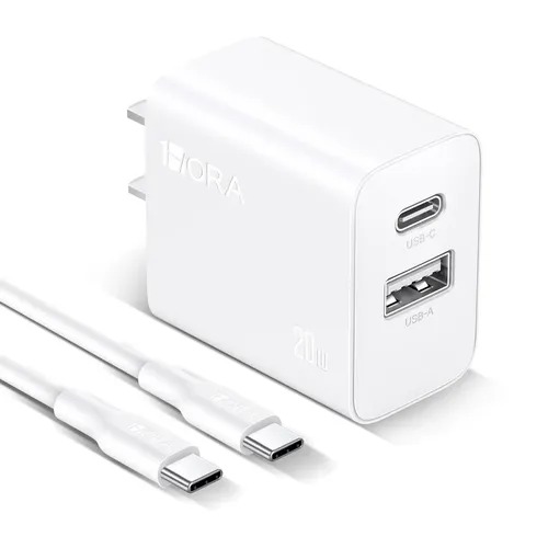 CARREGADOR PD 20W DUAS USB 18W + C 20W + CABO C - C 1M